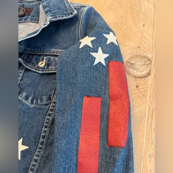 US Polo Assn Jean Jacket American Flag Deocr Women's L - Picture 8 of 9